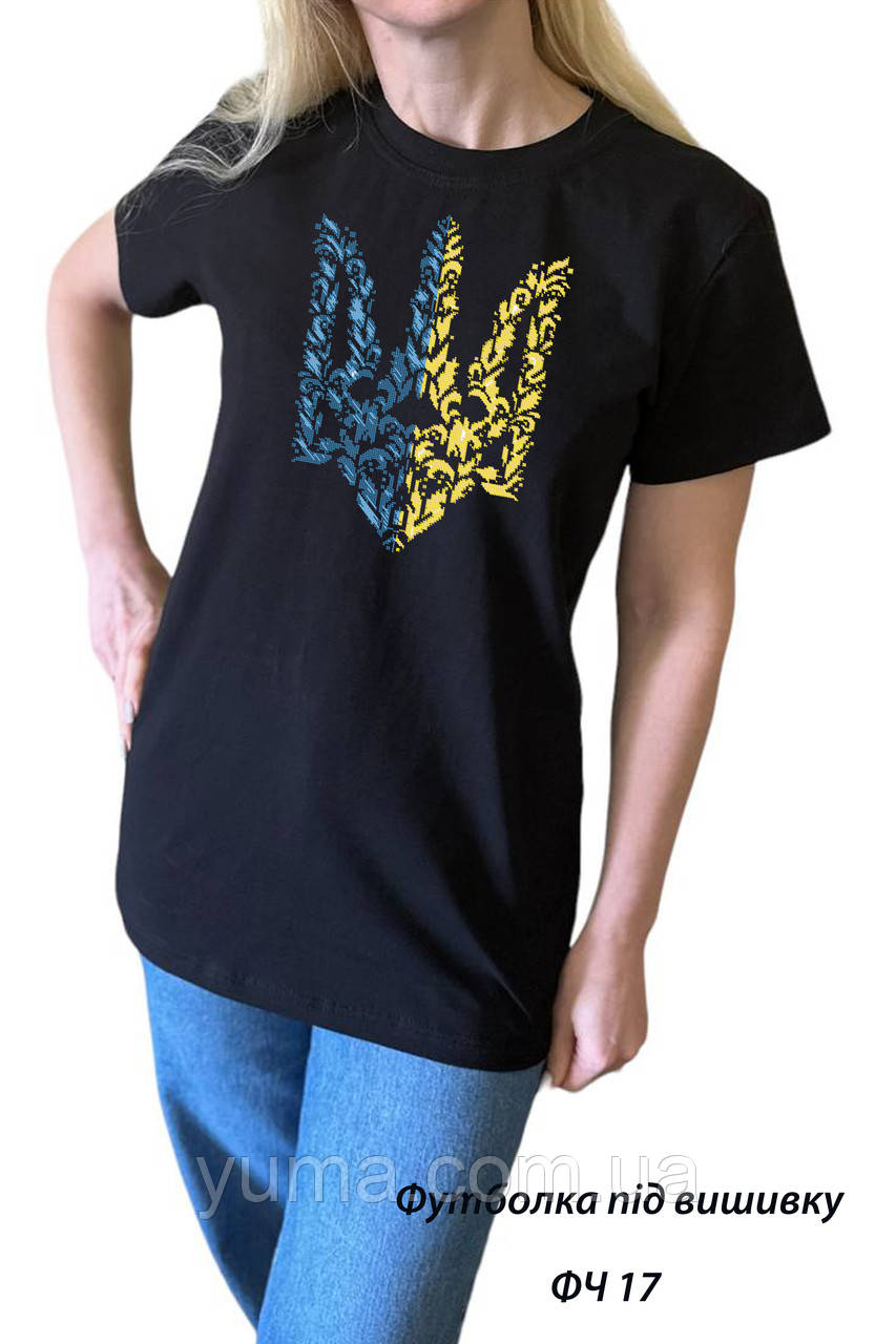 Чорна футболка під вишивку бісером, фото 1