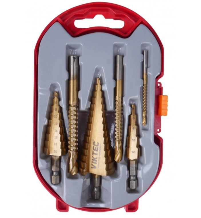 Набір ступінчастих свердел із титановим покриттям 6 од., фото 1