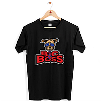 Футболка чорна з оригінальним принтом для керівника "Big Boss Dog. Великий Бос Пес" Push IT