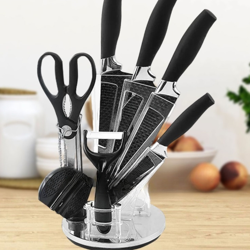Набір ножів кухонних Knife set 8 предметів з підставкою та точилкою, фото 1