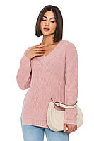 Женский хлопковый свитер с V-образным воротником Цвет: Пудра