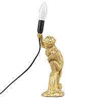 Декоративний настільний світильник у вигляді статуетки "Золота мавпа" з полістоуну висота 32 см