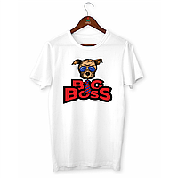 Футболка біла з оригінальним принтом для керівника "Big Boss Dog. Великий Бос Пес" Push IT