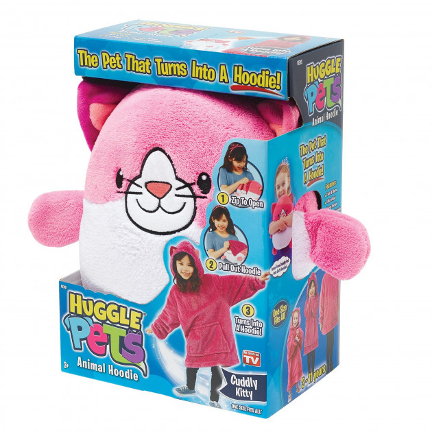 Дитяча іграшка-толстовка плед трансформер з капюшоном і рукавами 3 в 1 Huggle Pets Hoodie РОЖЕВА Топ продаж! - фото 5 - id-p2106577506