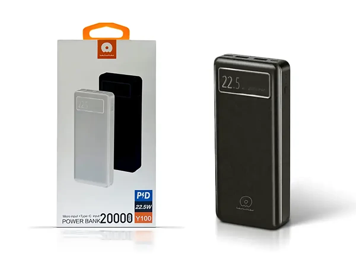 Зовнішній акумулятор (power bank) 20000мАг 22,5Вт WUW-Y100 48шт 6719, фото 1