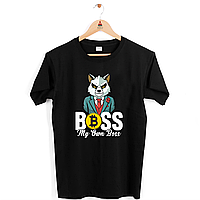 Футболка чорна з оригінальним принтом для керівника "Boss My Own Boss. Мій власний бос" Push IT