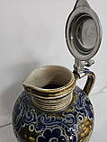 Антикварний керамічний глечик у олові, фото 2