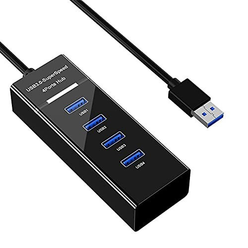USB HUB 4 порти, USB 3.0, 120 см, чорний, фото 1
