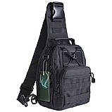 Чорна сумка чоловіча тактична нагрудна / Тактичний рюкзак ЗСУ / Тактичний середній CM-869 чоловічий рюкзак, фото 5