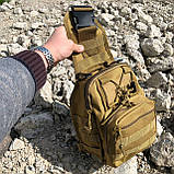 Тактичний рюкзак через плече Нагрудна сумка чоловіча тактична тканинна | Чоловічі сумки PD-118 рюкзак слінг, фото 4