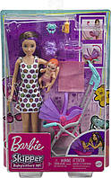 Кукла Барби Скиппер Няня с коляской и пупсом Barbie Skipper GXT34
