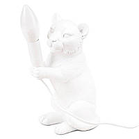 Декоративный настольный светильник в виде статуэтки "Белый тигр" из полистоуна высота 25 см