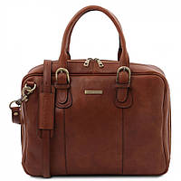 Шкіряна сумка портфель із безліччю відділень TL142080 Matera Tuscany Коричневий