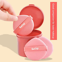 Набір косметичних пухівок (спонжиків) для макіяжу у пластиковому контейнері, 7 штук