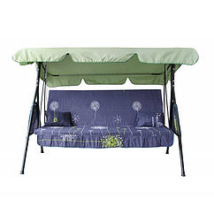 Садові гойдалки з тентом "Графиня" (Бязь, Жовта кульбаба на сірому)