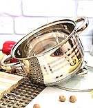 Каструля 4,5л 22 см UNIQUE UN-5006 зі скляною кришкою з неіржавкої сталі з п'ятишаровим акумулювальним дном, фото 3