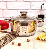 Каструля 4,5л 22 см UNIQUE UN-5006 зі скляною кришкою з неіржавкої сталі з п'ятишаровим акумулювальним дном, фото 5