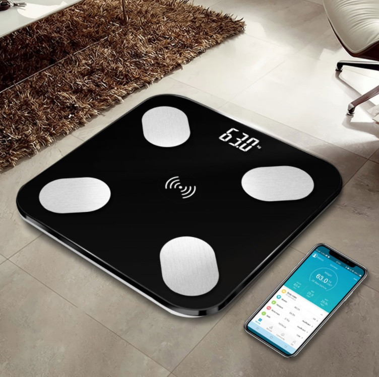 Розумні підлогові електронні смарт ваги з програмою для смартфона bluetooth bathroom scale Black Топ продаж! - фото 1 - id-p2106583168