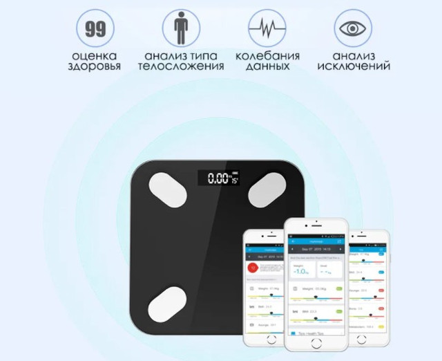 Розумні підлогові електронні смарт ваги з програмою для смартфона bluetooth bathroom scale Black Топ продаж! - фото 2 - id-p2106583168