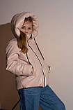 Шкіряна демісезонна куртка на дівчинку - весна осінь для підлітка від 10 років/ Осіння бежева модна підліткова демі курточка 140, фото 3