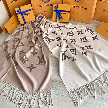 Палантин Louis Vuitton кашемір з бахромою, фото 4