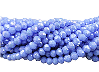 Бусины хрустальные (Рондель) 6*4 мм, пачка 88-90 шт, цвет - голубой с переливом.