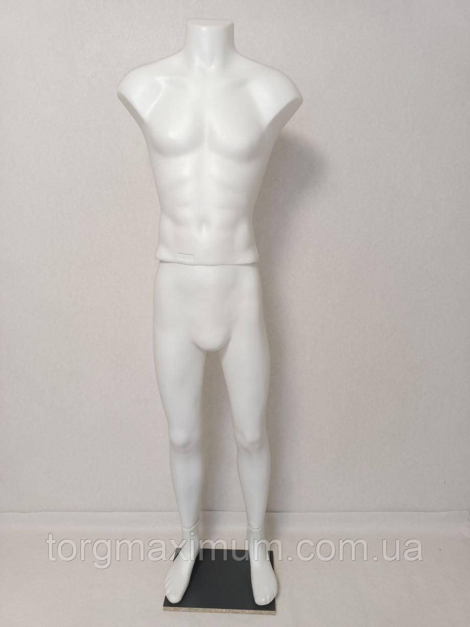 Манекен чоловічий у повний зріст без голови "Стас" на деревоплиті білий, фото 1