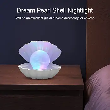 Нічник світильник у формі Рамки з перлиною USB, Clam Shell Lamp, RGB / Дитячий нічник
