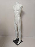 Манекен чоловічий білий у повний зріст без голови "Стас" на полімерній підставці, фото 4