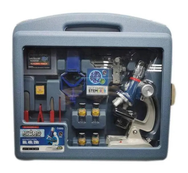 Дитячий мікроскоп BG 019 підсвітка, від батарейок, підставка для телефона, інструменти, аксесуари у валізі