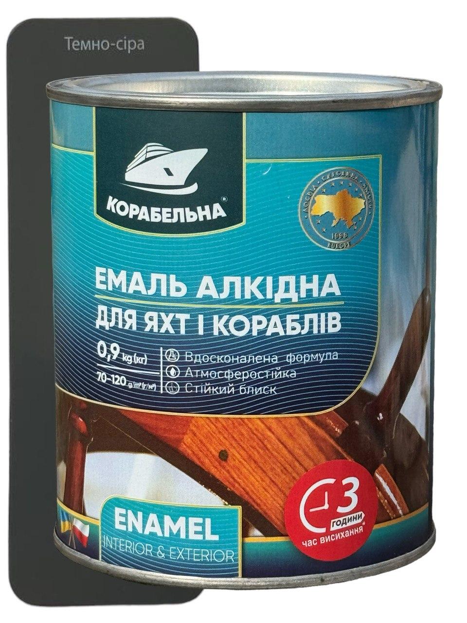 Емаль алкідна Корабельна ПФ-115 0.9 кг темно-сіра