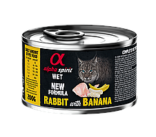 Повнораціонний вологий корм Alpha Spirit Rabbit with Banana з кроликом та бананами для дорослих котів 200 г (as969022)