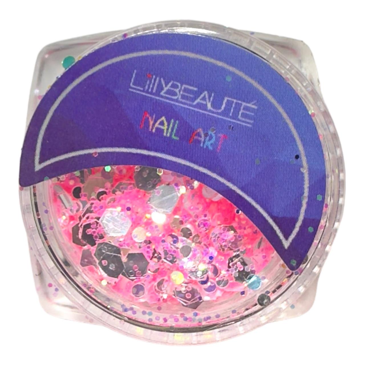 Мікс блискіток для дизайну нігтів Lilly Beaute рожеві