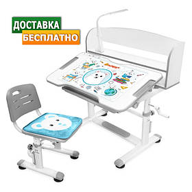 Дитячий комлект меблів одномісний стіл парта і стільчик для навчання | Evo-kids BD-10 (з лампою)