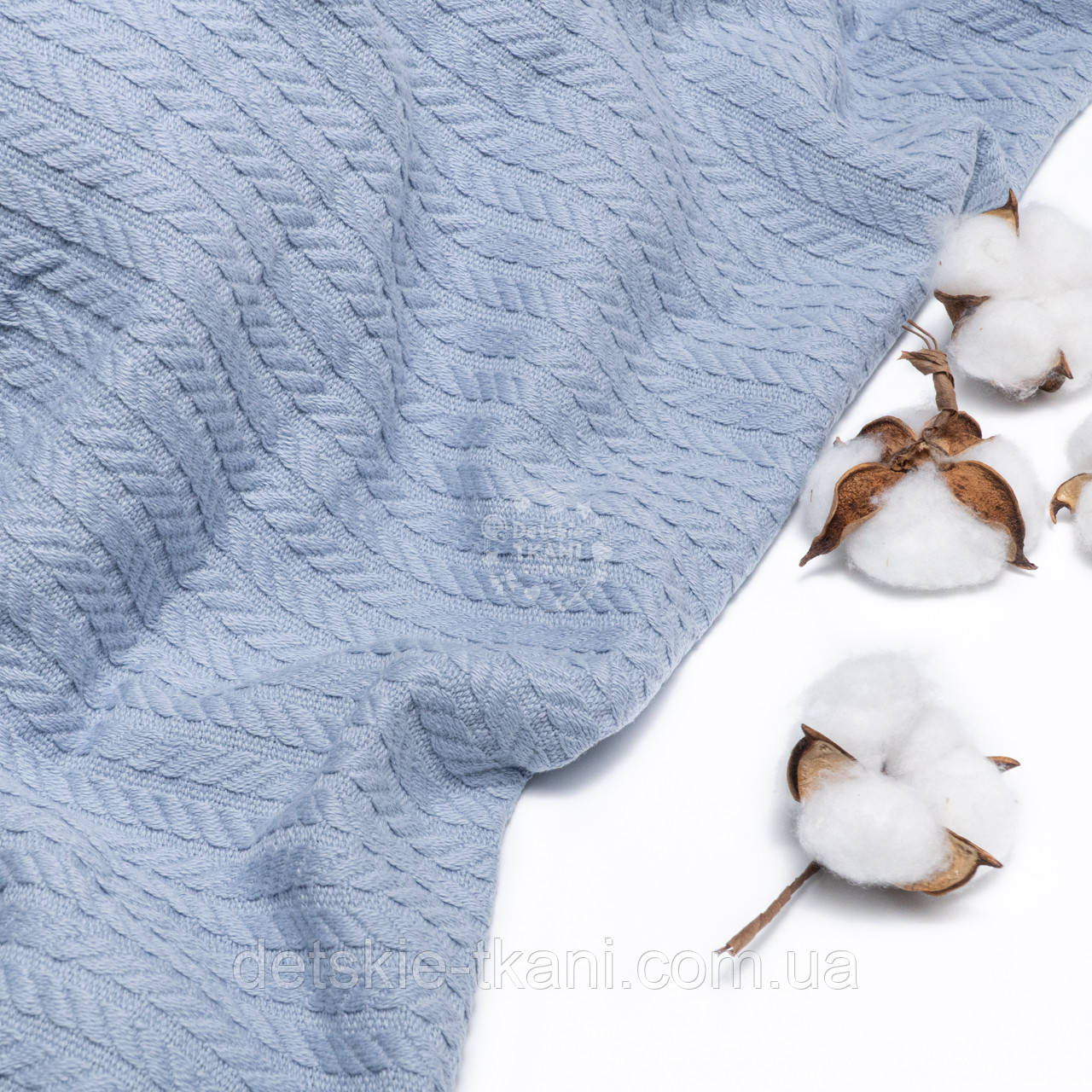 Бавовняне полотно "косичка", колір світлий денім, ширина 230 см, фото 1