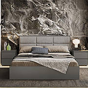 Ліжко з м'яким узголів'ям Лайт-1600 (основа Ламель) Графіт
