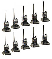 Рація портативна Baofeng UV-5R VHF/UHF 8 ватів до 10 км + Гарнітура 10 шт.