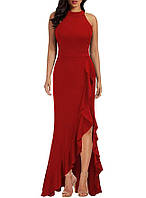Вечернее коктейльное длинное платье для женщин, красное