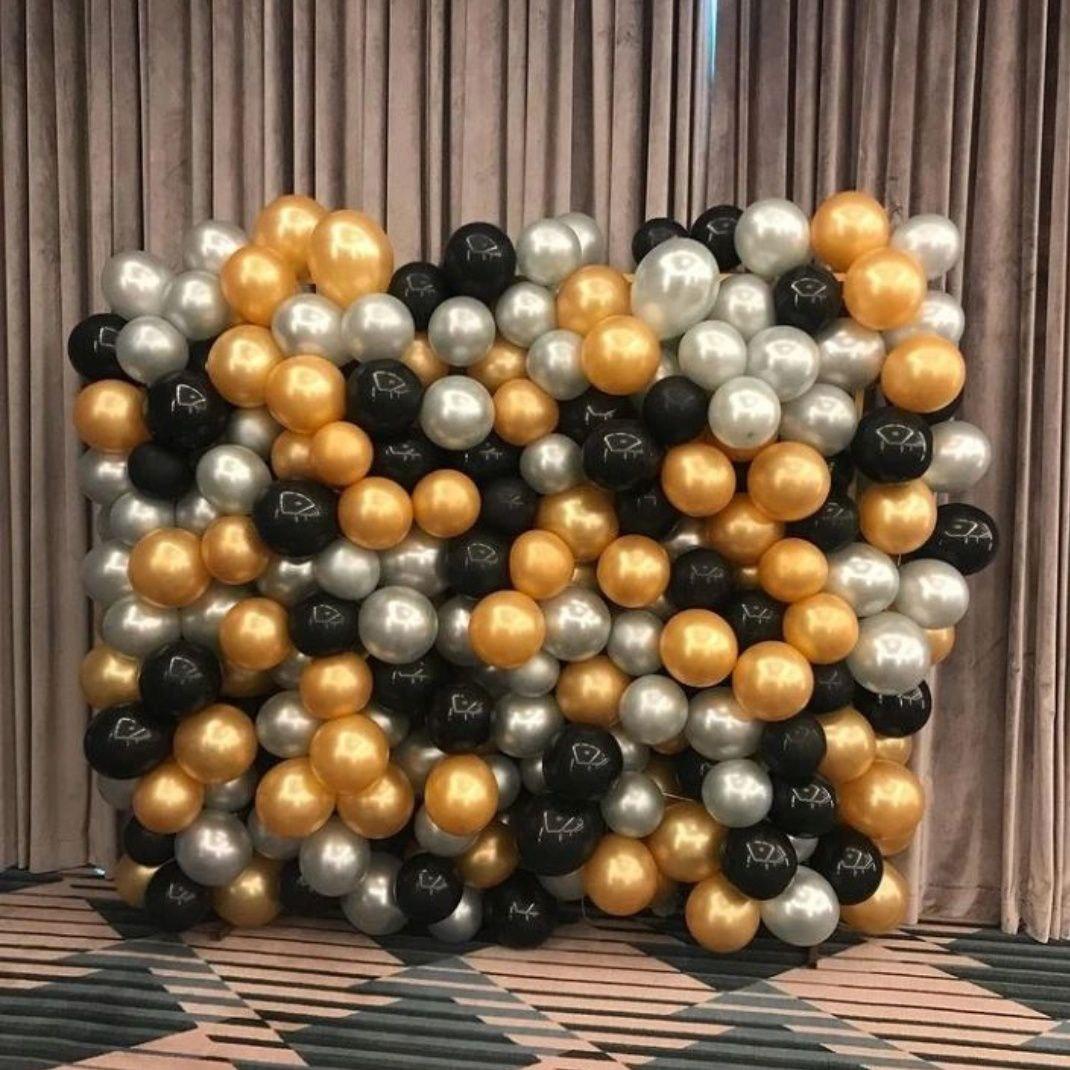 Стіна з кульок Чорно-золота  (240 кульок)