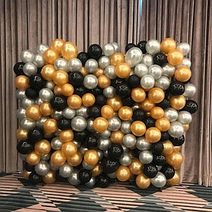 Стіна з кульок Чорно-золота  (240 кульок)