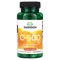 Витамин С с Шиповником Vitamin C with Rose Hips 500 мг - 100 капсул