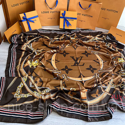 Хустка Louis Vuitton шовкова з ручною підшивкою, фото 5