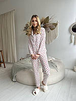 Стильная женская одежда для сна муслиновый костюм в пижамном стиле рубашка и брюки цвет вишенки