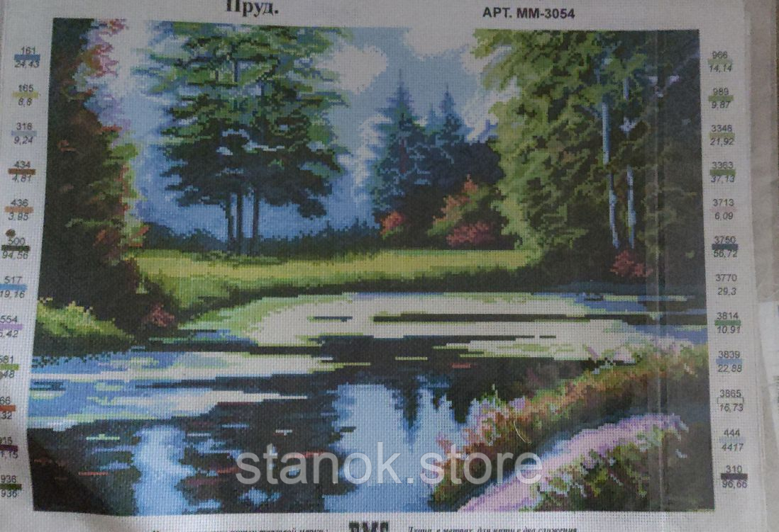 Схема для вишивання на канві для ниток муліне Ставок Арт.ММ-3054 розмір а3, фото 1