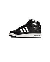 Зимние кросы Adidas Forum Mid Black White WNTR|Качественные кроссовки на зиму