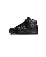 Зимние кросы Adidas Forum Mid Black Gray WNTR|Качественные кроссовки на зиму