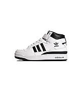 Зимние кросы Adidas Forum Mid White Black WNTR|Качественные кроссовки на зиму