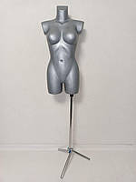 Манекен женский серый "Венера ровная" на хромированной треноге