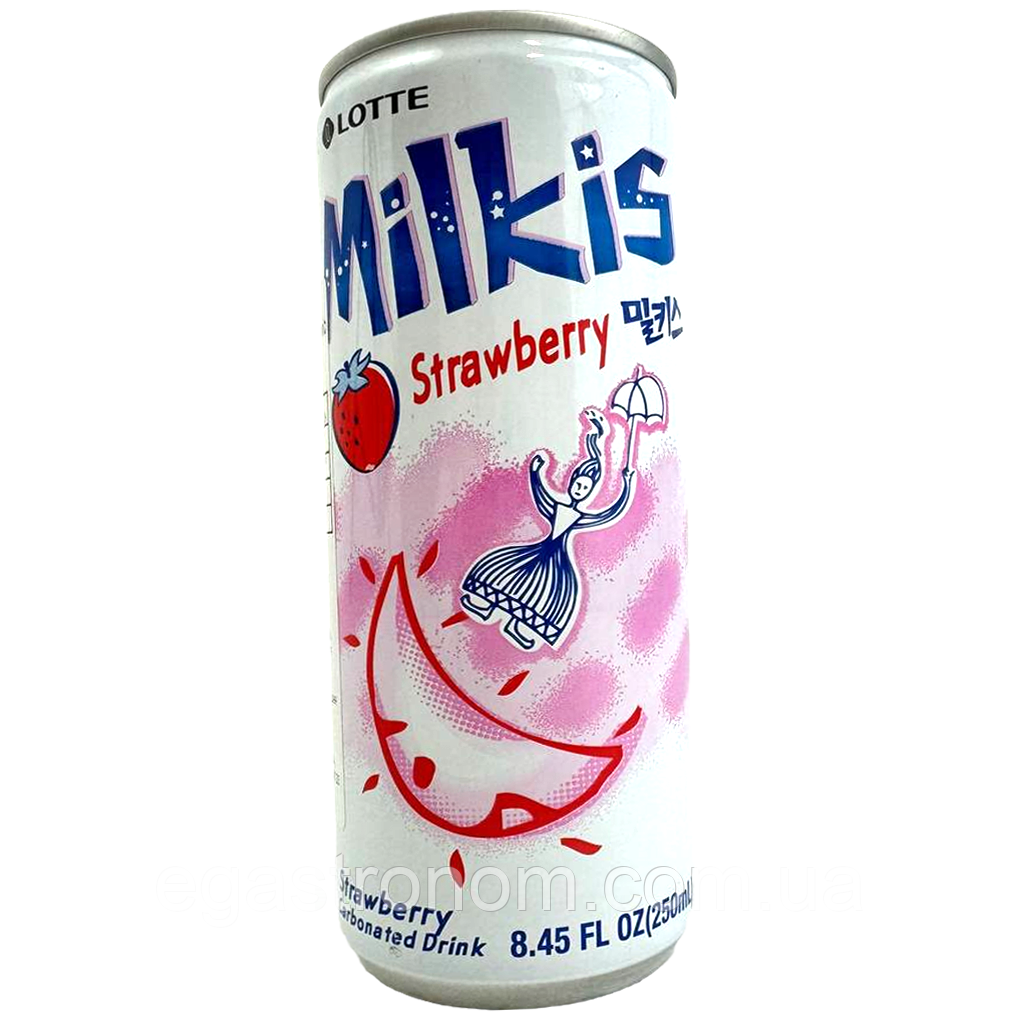 Напій газований молочний полуниця Мілкіс Milkis 250ml 30шт/ящ (Код: 00-00015887)