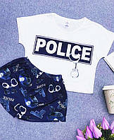 Женская пижама футболка и шорты Police, пижама для дома и сна S, M, L, XL